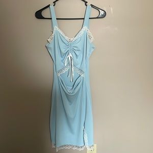 blue shein dress with open front. size medium.